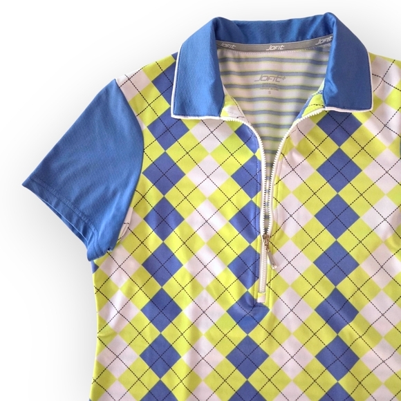 Jofit Striped Argyle Polo Golf Tennis Club Shir Small - Picture 3 of 7